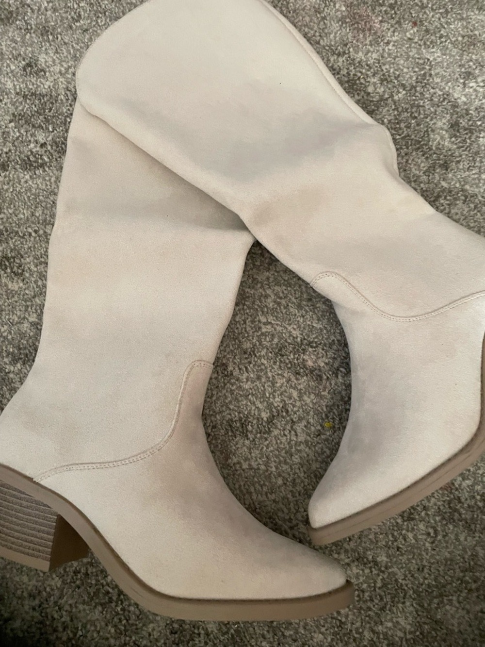 NEW- Knee-High Cream Cowgirl Western Boots - Picture 6 of 16